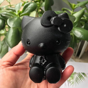 Obsidian Crystal Carved Cat,Carving Kitty,Housewarming Gift, Home Decor ,Healing crystal and stone E040329
