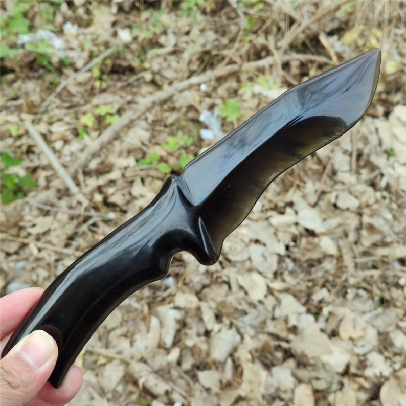 Natural Hand Carved Obsidian Knife,Crystal Quartz Dagger,Heal knife,Crystal knife,Crystal Sword,Home Decoration,Crystal Energy Gift 1pc