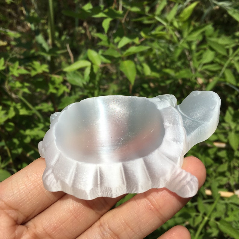 1PC Natural Selenite Tortoise Ashtray,Quartz Crystal Tortoise,Selenite Ashtray,Reiki Heal,Home Decoration,Crystal Gift,Mineral Specimen 45g+