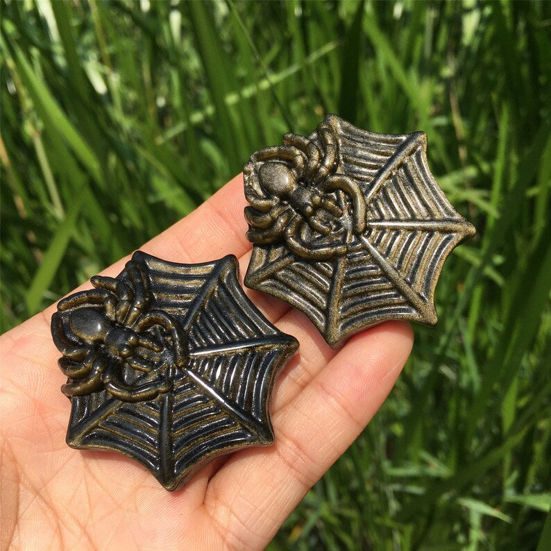 1PC Natural Golden Obsidian Spider,Crystal Quartz Spider,Crystal Figurine,Mineral Specimen,Reiki Healing,Crystal Gift,Crystal Carving 30g+
