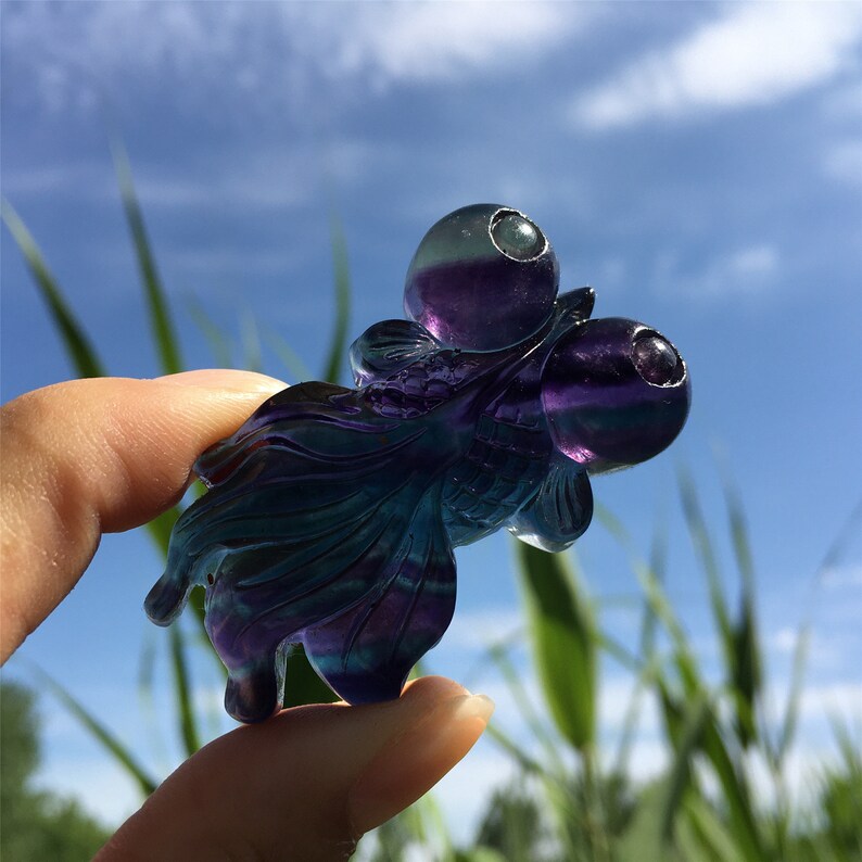 1PC Natural Fluorite Goldfish,Quartz Crystal Goldfish,Crystal Carving,Crystal Sculpture,Home Decoration,Crystal healing,Crystal Gifts 8g+