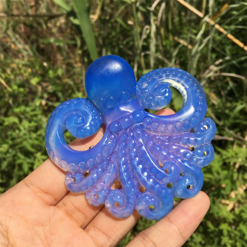 1PC Blue Opalite Octopus,Quartz Octopus,Crystal Animal,Home Decoration,Quartz Sculpture,Crystal Carving,Rock,Reiki Healing,Crystal Gift 80g+