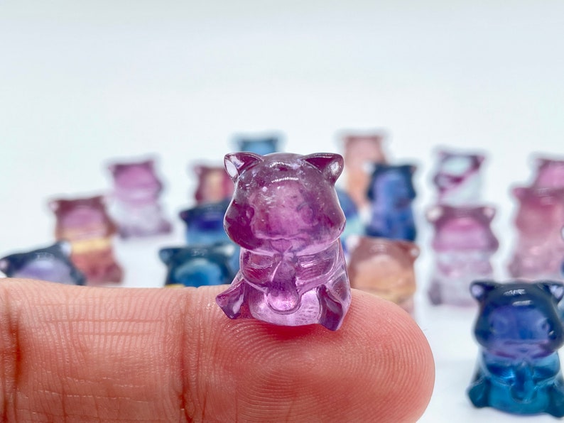 15mm+ Mini Natural Hand carved Fluorite Squirrel/Quartz Crystal/ Crystal Squirrel/crystal present/crystal gift/Crystal healing