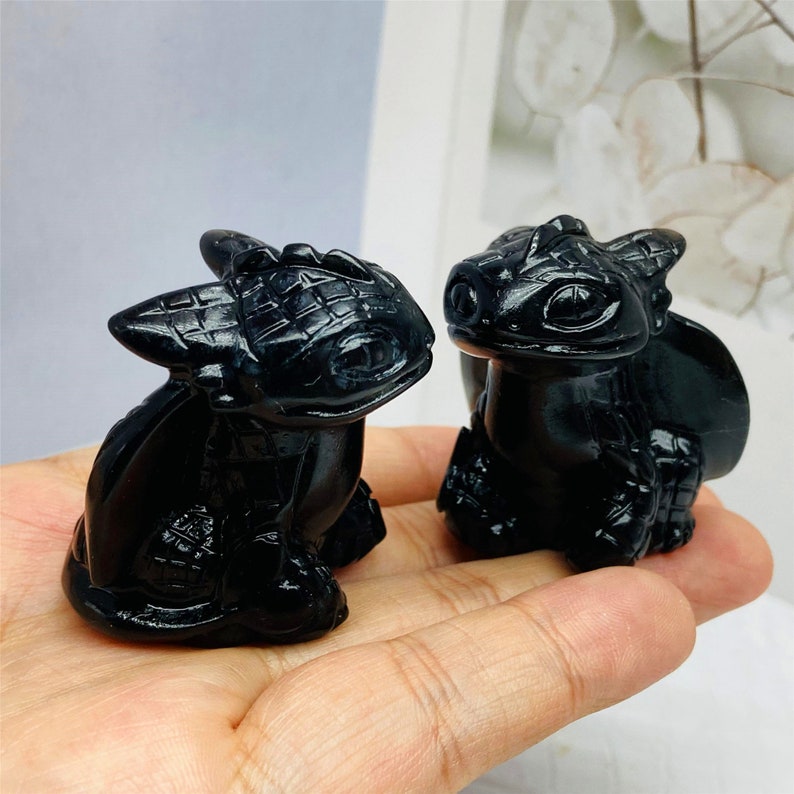 1.5"+ Natural Hand Carved Obsidian Toothless,Quartz Crystal Toothles,Crystal Heal,Crystal Sculpture,Crystal Energy,Hand Carvd,Crystal Gifts