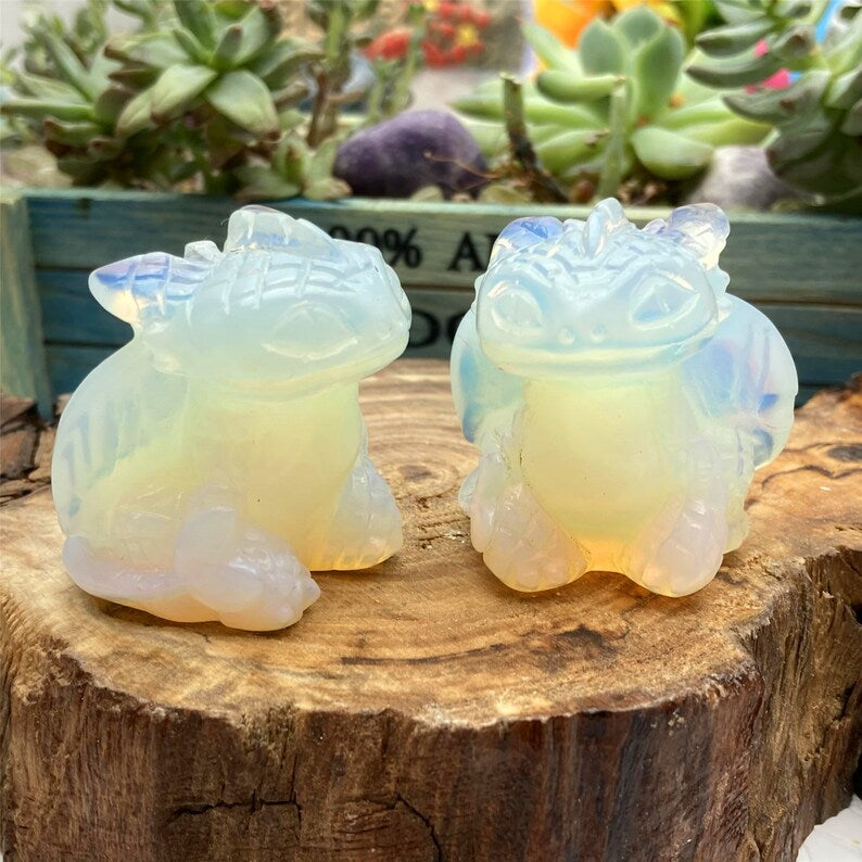 1.5" Hand Carved White Opalite Toothless,Quartz Crystal Toothless,Crystal Heal,Crystal Energy,Home Decoration,Crystal Chakra,Crystal Gifts