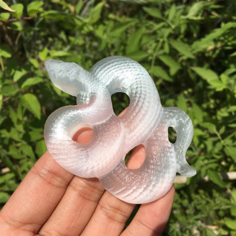 1PC Natural Selenite Snake,Quartz Crystal Snake Skull,Crystal Carved,Rock,Mineral Specimen,Home Decoration,Reiki Healing,Crystal Gift 50g+