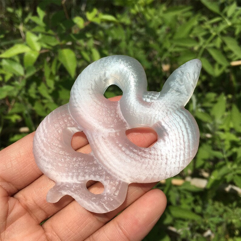1PC Natural Selenite Snake,Quartz Crystal Snake Skull,Crystal Carved,Rock,Mineral Specimen,Home Decoration,Reiki Healing,Crystal Gift 50g+