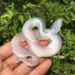 1PC Natural Selenite Snake,Quartz Crystal Snake Skull,Crystal Carved,Rock,Mineral Specimen,Home Decoration,Reiki Healing,Crystal Gift 50g+