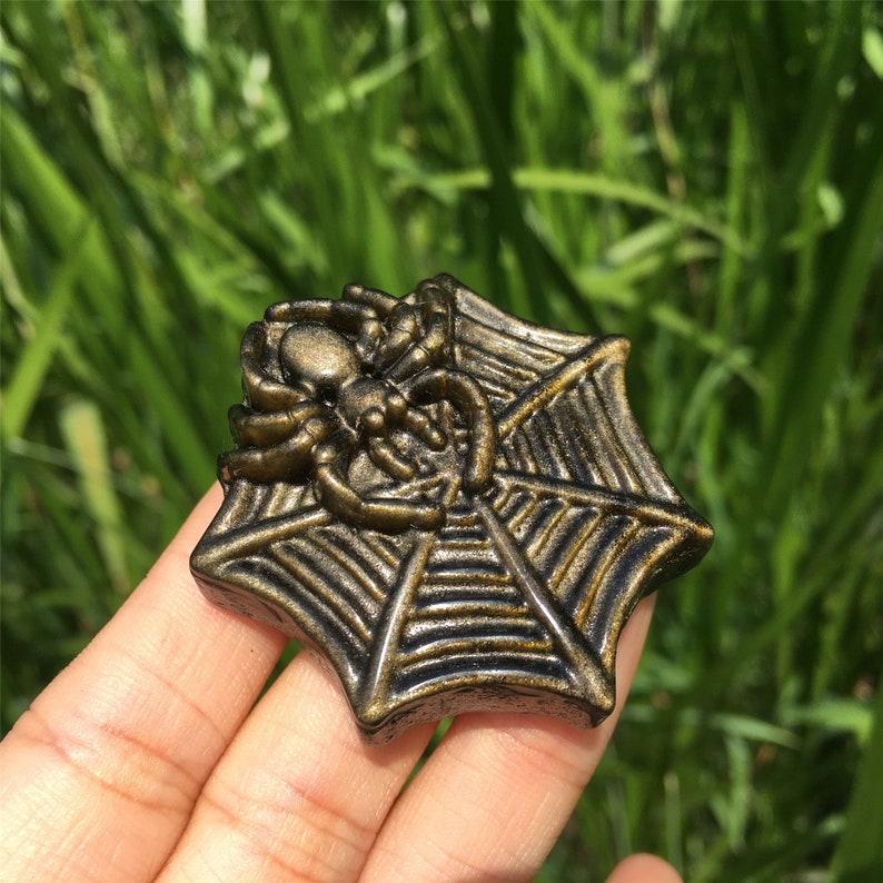 1PC Natural Golden Obsidian Spider,Crystal Quartz Spider,Crystal Figurine,Mineral Specimen,Reiki Healing,Crystal Gift,Crystal Carving 30g+