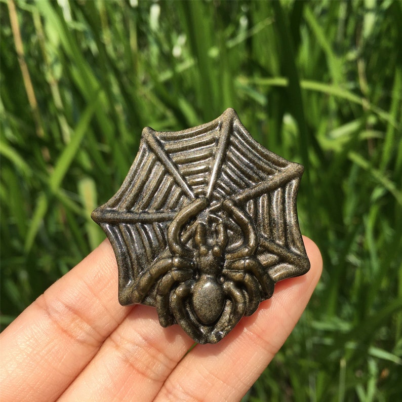 1PC Natural Golden Obsidian Spider,Crystal Quartz Spider,Crystal Figurine,Mineral Specimen,Reiki Healing,Crystal Gift,Crystal Carving 30g+