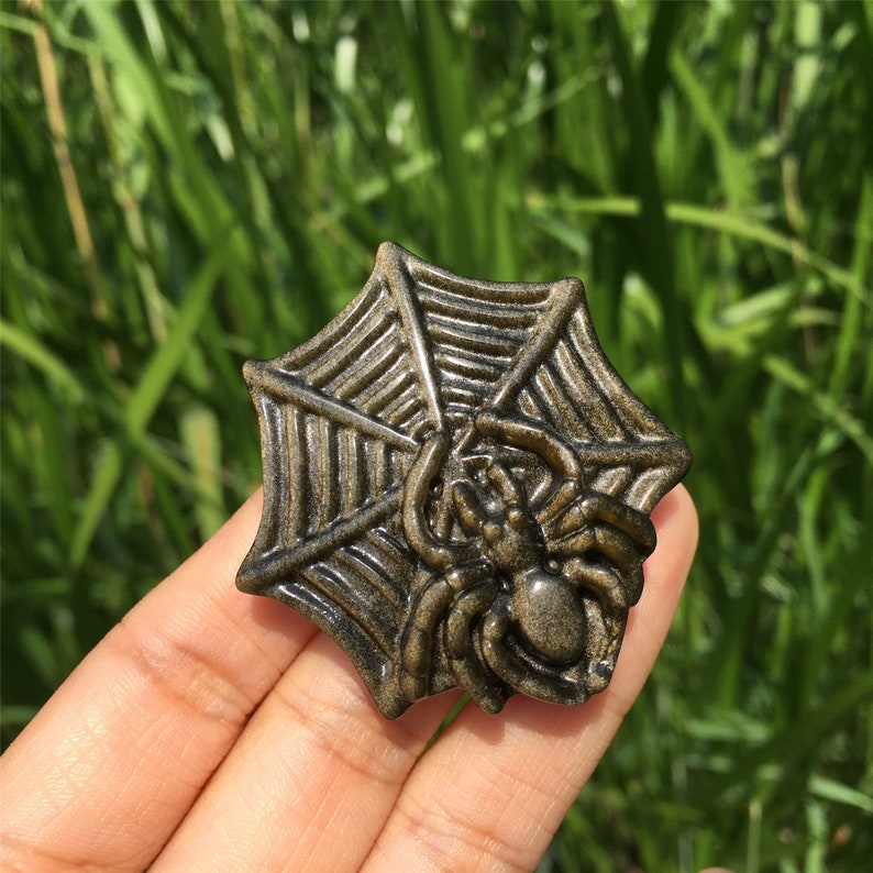 1PC Natural Golden Obsidian Spider,Crystal Quartz Spider,Crystal Figurine,Mineral Specimen,Reiki Healing,Crystal Gift,Crystal Carving 30g+