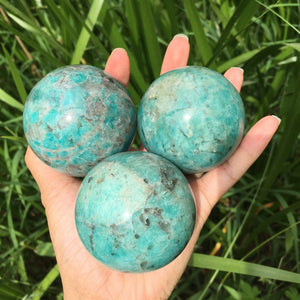 1PC 50mm+ Natural Amazonite Sphere,Quartz Sphere,Crystal Ball,Rock,Crystal Healing,Crystal Collection,Divination Ball,Prophecy Ball 220g+