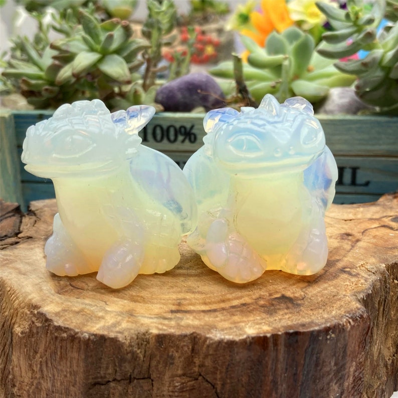 1.5" Hand Carved White Opalite Toothless,Quartz Crystal Toothless,Crystal Heal,Crystal Energy,Home Decoration,Crystal Chakra,Crystal Gifts
