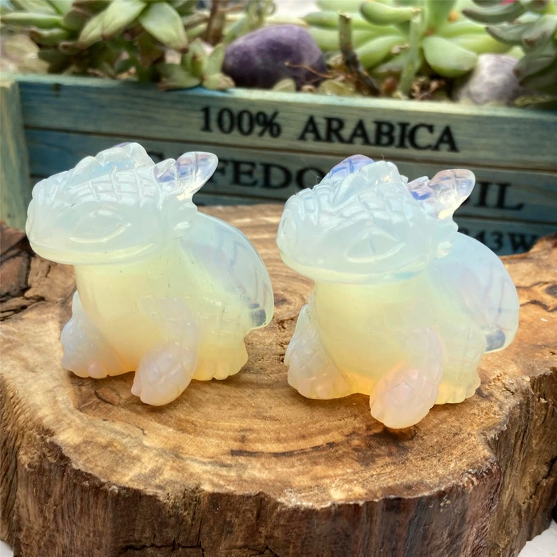 1.5" Hand Carved White Opalite Toothless,Quartz Crystal Toothless,Crystal Heal,Crystal Energy,Home Decoration,Crystal Chakra,Crystal Gifts