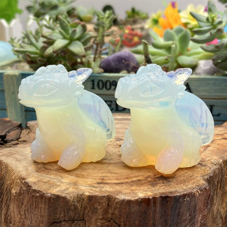 1.5" Hand Carved White Opalite Toothless,Quartz Crystal Toothless,Crystal Heal,Crystal Energy,Home Decoration,Crystal Chakra,Crystal Gifts