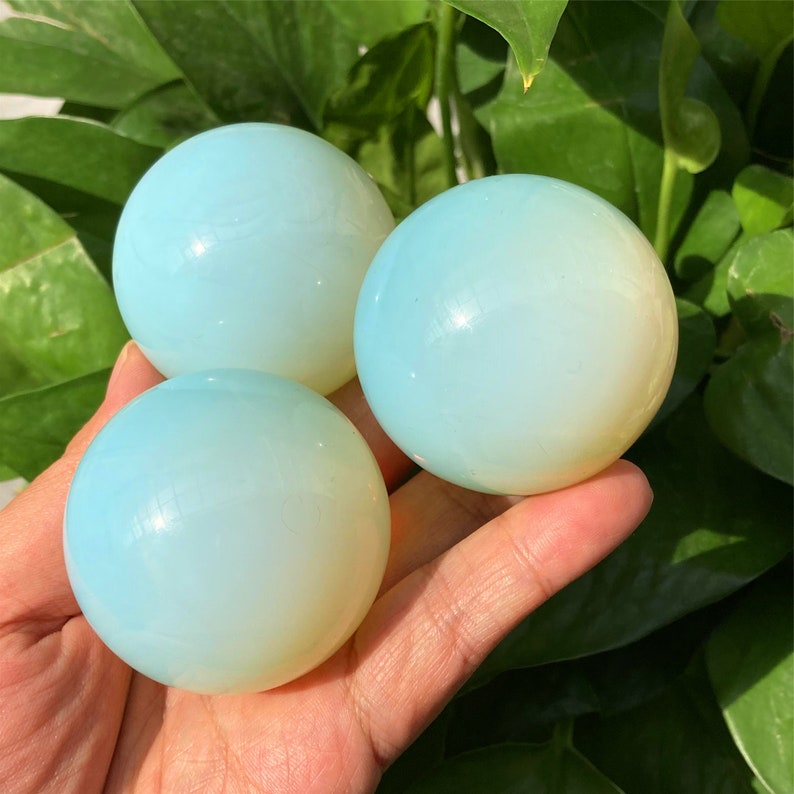 45mm+ White Opalite Ball, Quartz Sphere, Crystal Ball, Divination Ball, Mineral Specimen, Home Decoration, Reiki Healing, Crystal Gifts.