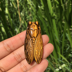 1PC Natural Tiger Eye Jasper Cicadas,Quartz Crystal Cicada,Crystal Carved,Mineral Specimen,Home Decoration,Reiki Healing,Crystal Gifts 18g+