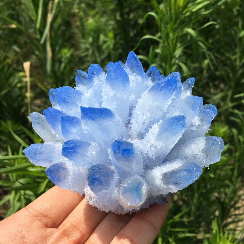 400g+ Natural Quartz Crystal Blue Ghost Cluster,Crystal VUG,Crystal Healing,Mineral Specimen,Home Decoration,Reiki Healing,Crystal Gifts 1PC