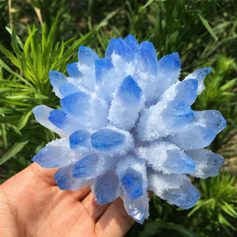 400g+ Natural Quartz Crystal Blue Ghost Cluster,Crystal VUG,Crystal Healing,Mineral Specimen,Home Decoration,Reiki Healing,Crystal Gifts 1PC