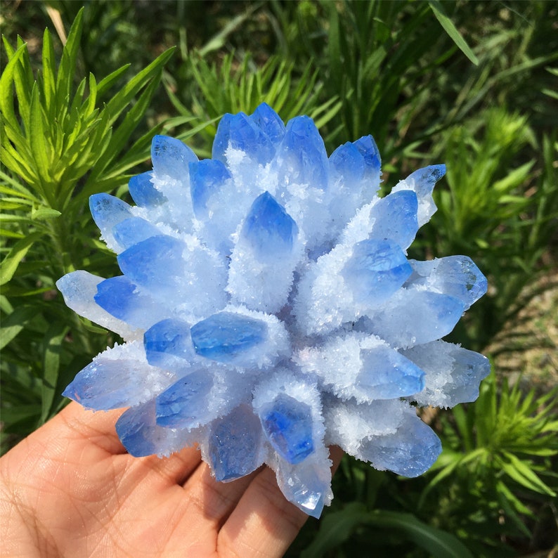 400g+ Natural Quartz Crystal Blue Ghost Cluster,Crystal VUG,Crystal Healing,Mineral Specimen,Home Decoration,Reiki Healing,Crystal Gifts 1PC