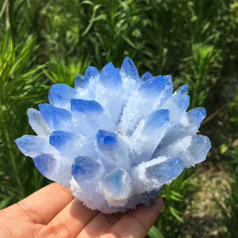 400g+ Natural Quartz Crystal Blue Ghost Cluster,Crystal VUG,Crystal Healing,Mineral Specimen,Home Decoration,Reiki Healing,Crystal Gifts 1PC