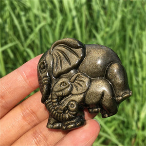 1PC Natural Golden Obsidian Elephant,Quartz Crystal Animals,Crystal Carving,Home Decoration,Mineral Specimen,Crystal Heal,Crystal Gifts 30g+