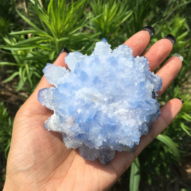 400g+ Natural Quartz Crystal Blue Ghost Cluster,Crystal VUG,Crystal Healing,Mineral Specimen,Home Decoration,Reiki Healing,Crystal Gifts 1PC