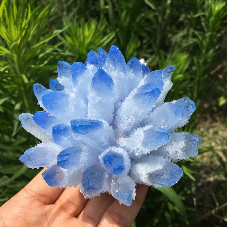 400g+ Natural Quartz Crystal Blue Ghost Cluster,Crystal VUG,Crystal Healing,Mineral Specimen,Home Decoration,Reiki Healing,Crystal Gifts 1PC
