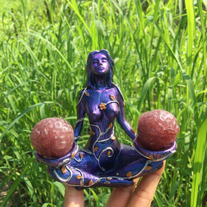 1PC Statue Of Goddess Gaia Base,Resin Decorations,Goddess Earth Resin Decorations Base,Goddess Gaia Decorations,Ball Base,Hand-carved,Gifts
