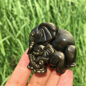 1PC Natural Golden Obsidian Elephant,Quartz Crystal Animals,Crystal Carving,Home Decoration,Mineral Specimen,Crystal Heal,Crystal Gifts 30g+