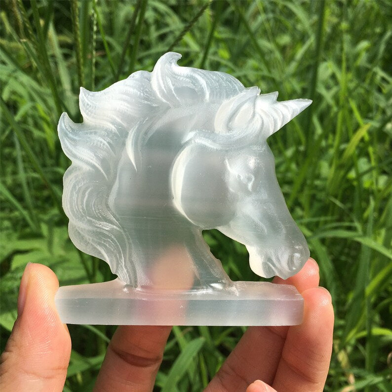 1PC Natural Selenite Unicorn,Quartz Crystal Unicorn,Reiki Healing,Home Decoration,Selenite Animals,Crystal Gifts,Mineral Specimen 60g+