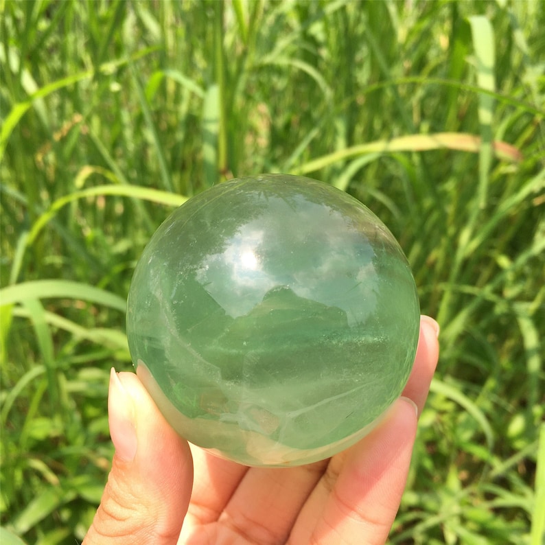 1PC 50mm+ Natural Green Fluorite Sphere,Quartz Crystal Ball,Mineral Specimen,Reiki Healing,Crystal Gifts,Divination Ball,Prophecy Ball 200g+