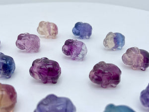 15mm+ Mini Natural Hand carved Fluorite elephant/Quartz Crystal/ Crystal elephant/Crystal ornament/crystal gift/Crystal healing