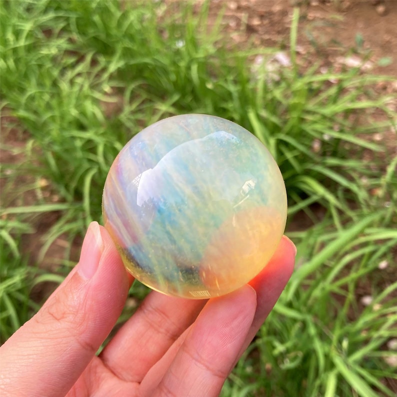 50mm+ Yellow Smelting Stone Ball,Quartz Sphere,Crystal Ball,Reiki Healing,Home Decoration,Crystal Divination,Crystal Chakra,Crystal Gifts