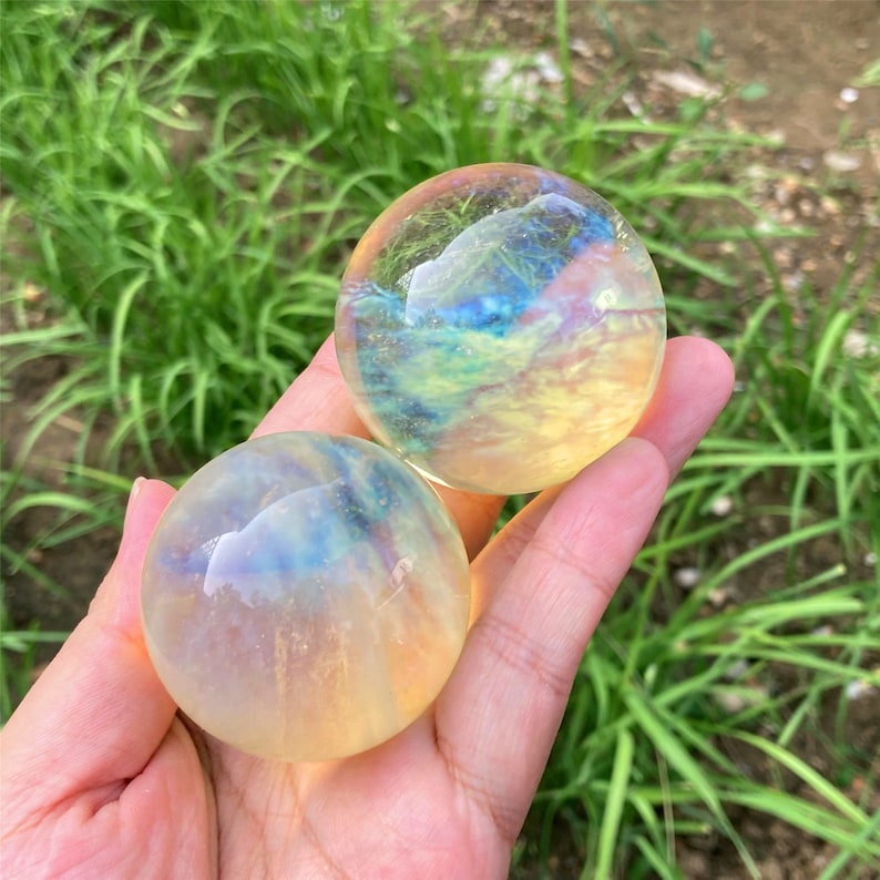 50mm+ Yellow Smelting Stone Ball,Quartz Sphere,Crystal Ball,Reiki Healing,Home Decoration,Crystal Divination,Crystal Chakra,Crystal Gifts