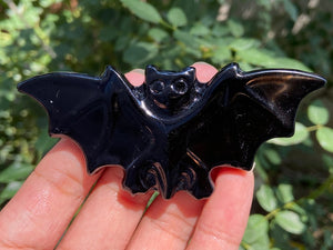 3.7'' Natural carved Obsidian bat，Crystal bat，Quartz Crystal，Crystal gift，Halloween gift，Hand carved skull，Crystal ornament Healing 1PC