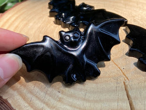 3.7'' Natural carved Obsidian bat，Crystal bat，Quartz Crystal，Crystal gift，Halloween gift，Hand carved skull，Crystal ornament Healing 1PC