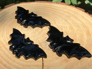 3.7'' Natural carved Obsidian bat，Crystal bat，Quartz Crystal，Crystal gift，Halloween gift，Hand carved skull，Crystal ornament Healing 1PC