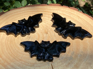 3.7'' Natural carved Obsidian bat，Crystal bat，Quartz Crystal，Crystal gift，Halloween gift，Hand carved skull，Crystal ornament Healing 1PC
