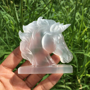 1PC Natural Selenite Unicorn,Quartz Crystal Unicorn,Reiki Healing,Home Decoration,Selenite Animals,Crystal Gifts,Mineral Specimen 60g+