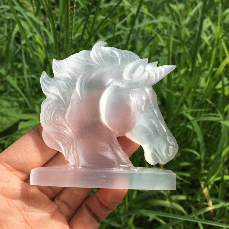 1PC Natural Selenite Unicorn,Quartz Crystal Unicorn,Reiki Healing,Home Decoration,Selenite Animals,Crystal Gifts,Mineral Specimen 60g+