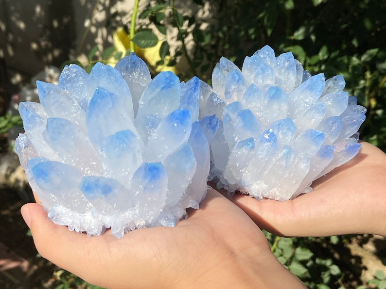 500G-600G+ Artificial cultivation Crystal cluster，Blue quartz Cluster，Quartz Point VUG，Mineral Specimen Healing Degaussing Decor Collection