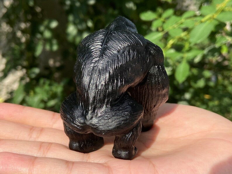 2.6'' Hand carved Natural Obsidian Gorilla，quartz crystal，Crystal Kong Kim，Halloween gift，Crystal decor，Crystal ornament，Crystal healing