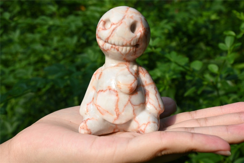 3'' Hand carved Natural Red network Ghost Doll，Crystal demon，crystal decor，Quartz Crystal，Halloween gift，ornament，Crystal Healing