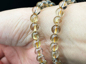 Gold Rutilated Crystal Bracelet, Round Beads, Beaded Bracelet, Handmade Jewelry, Healing Crystals and Stones E086613