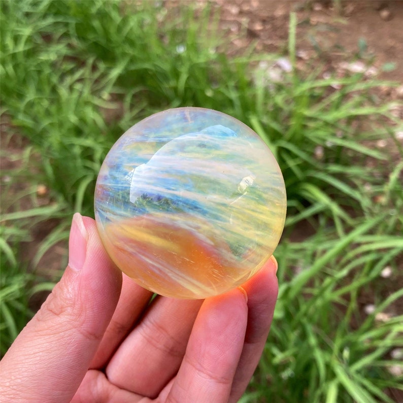 50mm+ Yellow Smelting Stone Ball,Quartz Sphere,Crystal Ball,Reiki Healing,Home Decoration,Crystal Divination,Crystal Chakra,Crystal Gifts