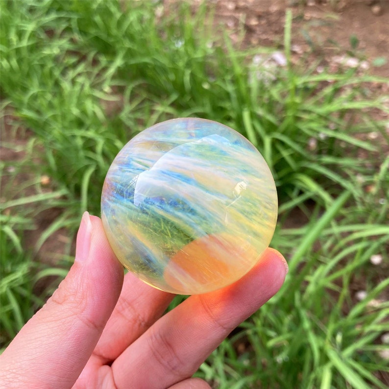 50mm+ Yellow Smelting Stone Ball,Quartz Sphere,Crystal Ball,Reiki Healing,Home Decoration,Crystal Divination,Crystal Chakra,Crystal Gifts