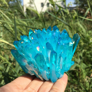 1PC Blue Titanium Quartz Crystal Cluster,Crystal VUG,Crystal Healing,Mineral Specimen,Home Decoration,Reiki Healing,Crystal Gifts 300g+