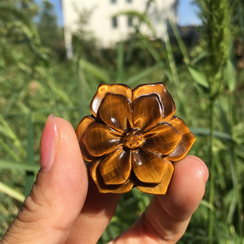 1PC Natural Tiger Eye Jasper Flower,Crystal Flower,Crystal Carving,Home Decoration,Stone,Mineral Specimen,Crystal Healing,Crystal Gift 20g+