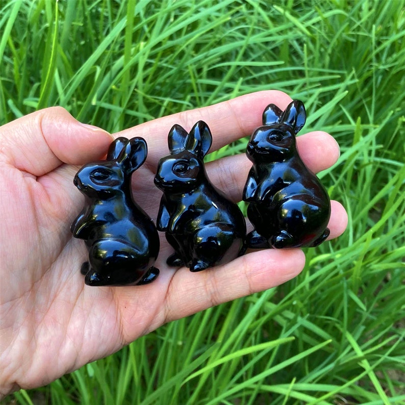 2" Natural hand Obsidian Rabbit Carved,Quartz Skull Carved ,Quartz Crystal Sculpture Carving,Home Decoration,Crystal Heal,Crystal Gifts